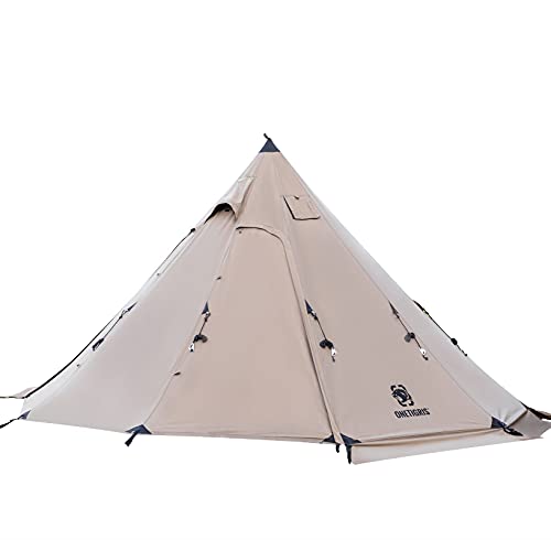 OneTigris ポリコットンTC ワンポールテント 1本メインポール付き 簡単設営 ポジショニングロープあり 2～4人用 キャンプ用 遮光 通気 アウトドア
