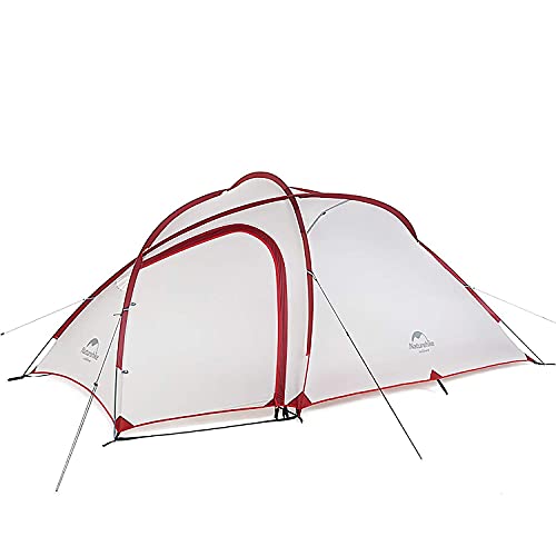 Naturehike Hiby3 2-3人用キャンプ テント アップグレード版 アウトドア登山テント ゆったり前室 タープスペース付き二層構造 防雨 防風 防災 グラウンドシート付き スカートが付かないバージョン (グレー+赤)