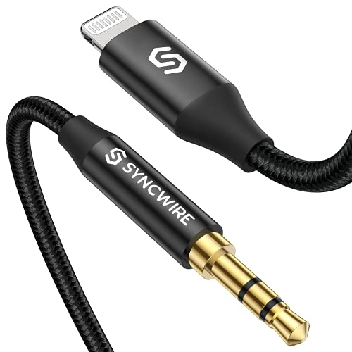【ハイレゾ音質】Syncwire Lightning to 3.5mm 変換ケーブル MFi認証 ヘッドホン/iPod/iPhone/iPad/ホームステレオ/カーステレオ/スピーカー など対応 iphone 変換ケーブル ライトリング Aux コード （1M ブラック）