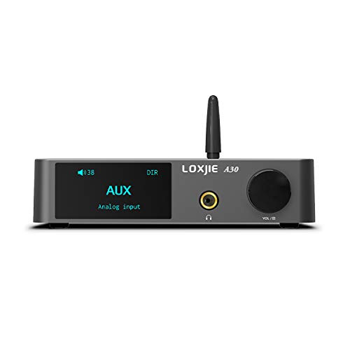 LOXJIE A30 パワーアンプ HI-FI ステレオ デジタルアンプ DAC ヘッドホンアンプ 一体「MA12070」アンプIC搭載/EQ・高低音調節可能/Bluetooth5.0/Apt-X対応/2.1ch・2.0ch 超低音信号出力/リモコン操作/ハイレゾ ミニマリズム クラスD オーディオ・アンプ