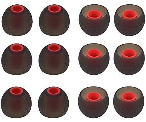 A-Focus イヤーピース イヤーチップ M 12個 2種類の硬度のシリコン製 ハイブリッドイヤーピース 重低音強化 音質向上 内径ダイヤ約4.0㎜カナル型イヤホン 交換用 Black-Red Mサイズ