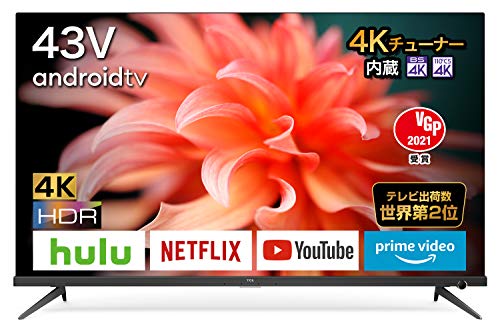 TCL 43V型 4K液晶テレビ 43P815B Amazon Prime Video対応 スマートテレビ(Android TV) 4Kチューナー内蔵 Dolby Atmos 2020年モデル ブラック