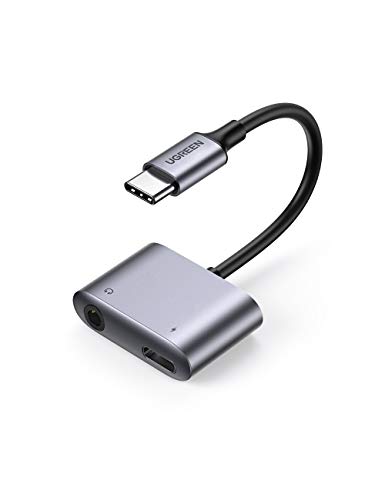 UGREEN USB-C 3.5mm イヤホン変換アダプタ イヤホンジャック変換DAC搭載 ケーブルハイレゾ2-in-1 充電+オーディオ出力PD3.0 QC3.0急速充電対応 音楽 通話 音量調節可能 PS5 PS4 に対応