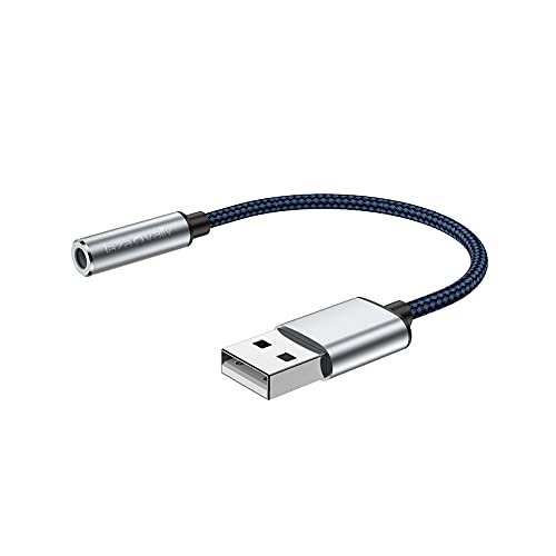 【Amazon限定ブランド】Laza-Vally USB A to 3.5MMオーディオ出力 イヤホン変換ケーブル音声通話・音楽・音量調節 イヤホン変換アダプター　3.5㎜イヤホンジャックに対応「USB to 3.5mm」