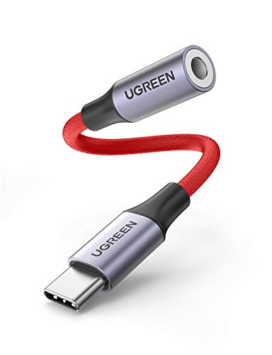 UGREEN 3.5mmイヤホン変換ケーブル USB C to 3.5MM 4極イヤホン端子変換アダプタ ヘッドフォンジャック高耐久 ハイレゾ DAC搭載 MacBook Pro 14inch 2021（M1 Pro）/16inch 2021（M1 Max） (赤)