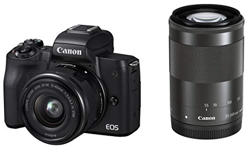 Canon ミラーレス一眼カメラ EOS Kiss M ダブルズームキット ブラック EOSKISSMBK-WZK