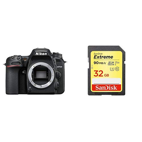 【SDカードセット】Nikon デジタル一眼レフカメラ D7500 ボディ + SanDisk Extreme SDカード 32GB SDHC Class10 UHS-I U3 V30 SDSDXVE-032G-GHENN