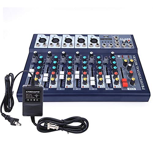 Input Mixer, High Accuracy Microphone, Mixer, Perfect Sound Quality, Moderately Damped, Flexible Use, 7-Channel Mixer, for Audio Mixer Stereo System