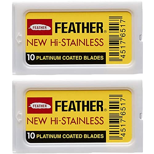 20 Feather Razor Blades NEW Hi-stainless Double Edge by FEATHER