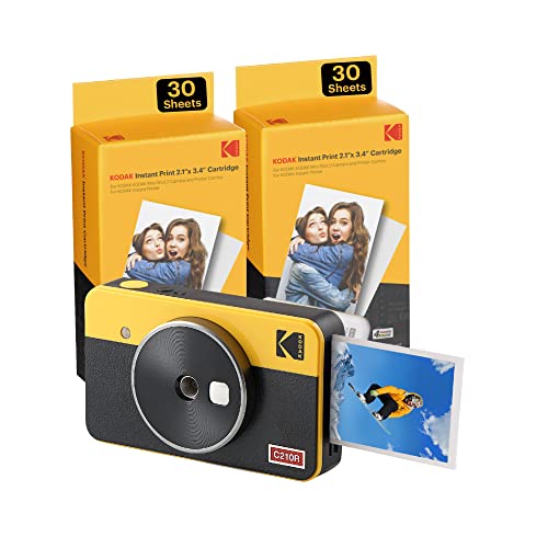 コダック Kodak Mini Shot 2レトロ インスタントカメラ イエロー チェキ ＋ スマホ対応プリンター 68シート入り C210