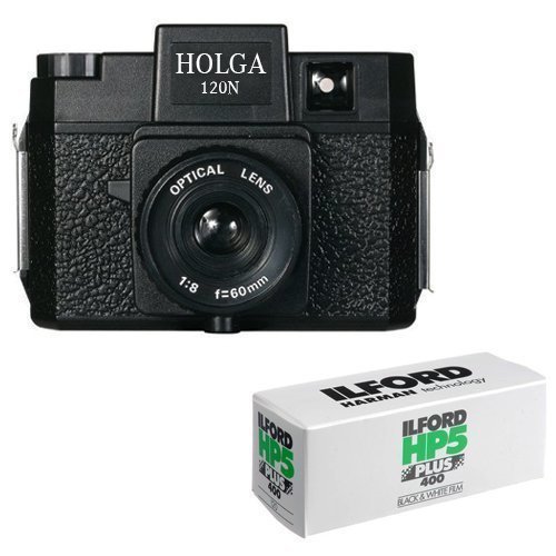 Holga 120N ミディアムフォーマット フィルムカメラ (ブラック) 120枚のフィルムバンドル