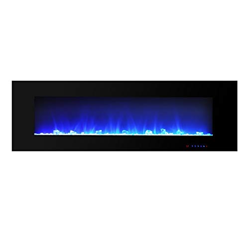 Home Electric Fireplace 耐久性のある陥凹部と壁掛け、電気暖炉、低騒音、タイマー、調節可能な炎の色と速度を備えたリモコン Independent Heater (Color : Black, Size : 106.7x12.7x46.6cm)