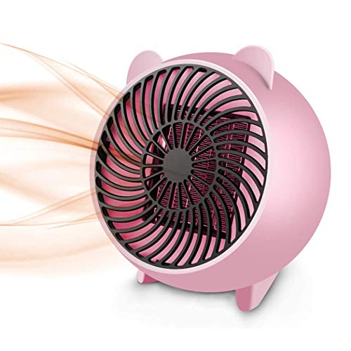 ポータブルミニスペースヒーターオフィス/家庭用500ワットLVYEパーソナル電気ヒーターファン、PTCセラミック加熱要素と過熱保護機能を備えたヒーター ピンク