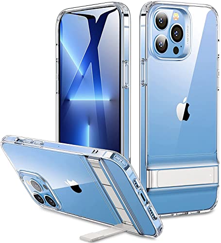 ESR iPhone 13 Pro ケース メタルキックスタンドケース 特許取得キックスタンド 3wayスタンド 角度調整可能 米軍MIL規格 SGS認証 透明 スリム 軽量 柔軟なフレーム 硬い背面カバー スタンドにロゴなし 6.1インチ クリア