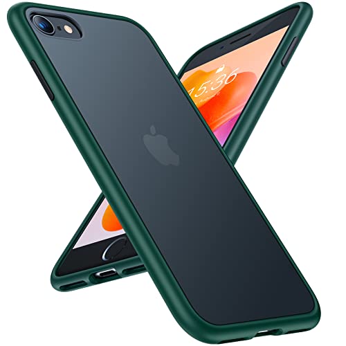 TORRAS iPhone SE 3 用 ケース 第3世代 iPhone SE2・8・7 用 ケース 半透明 耐衝撃 米軍MIL規格 マット感 黄ばみなし SGS認証 レンズ保護 ストラップホール付き iPhone SE2022 SE2 7 8 用カバー 4.7インチ 黒緑