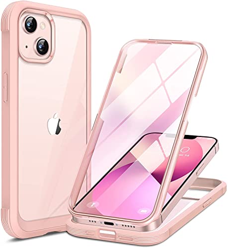 Miracase iPhone13 用 ケース スマホケース iphone13 用 カバー 9H 強化ガラス 2021 6.1インチ フルカバー 360°保護 ワイヤレス充電対応 ピンク