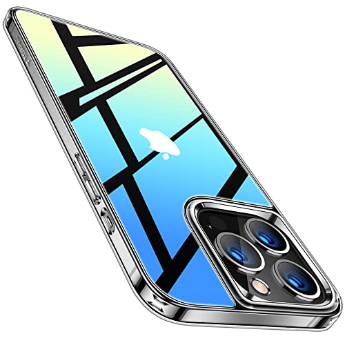 TORRAS iPhone 13 Pro Max 用 ケース 強化ガラス 全透明 黄変防止 耐衝撃 背面9H硬度 TPUバンパー ストラップホール付き 傷防止 レンズ保護 薄型 2022年新型 アイフォン 13 プロ マックス 用 カバー クリア