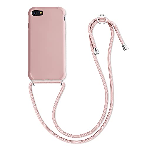kwmobile 対応: Apple iPhone SE (2022) / SE (2020) / 8 / 7 ケース - 肩掛けケース ロープ ストラップ付き シリコン カバー - 斜めがけ