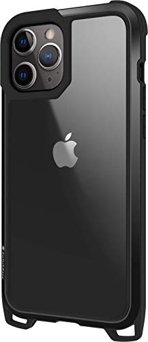 【SwitchEasy】 iPhone12Pro / iPhone12 対応 ケース 耐衝撃 クリア 携帯ケース アルミ フレーム 衝撃 吸収 薄型 透明 カバー クロスボディ ショルダー ストラップ/カラビナ 付き [ iPhone12 Pro/iPhone 12 /アイフォン12プロ / アイフォン12 対応 ] Odyssey ブラック