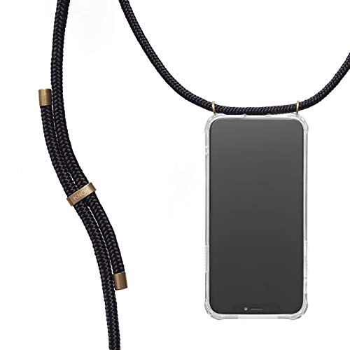 KNOK クロスボディ電話ケース iPhone11用 - ストラップ付きネックホルダー携帯電話ケース - ストラップ付き携帯電話ホルダー - 電話用ネックレス (iPhone11 ブラック)