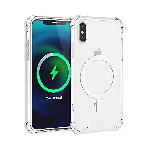 TORU MX SLIM iPhone Xsケースに対応するマグネット式の透明なカバ - Magsafe充電用に設計されたリストストラップ付きの透明な保護バンパーと黄変防止防止のハードカバ - クリスタルクリア