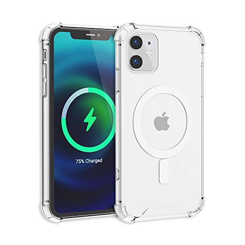 TORU MX SLIM iPhone 11 ケースに対応するマグネット式の透明なカバ - Magsafe充電用に設計されたリストストラップ付きの透明な保護バンパーと黄変防止防止のハードカバ - クリスタルクリア