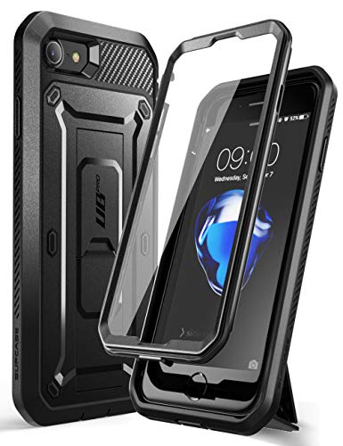 SUPCASE iPhone SE 3 (第3世代/第2世代) ケース 2022 / iPhone SE2/iPhone8 /iPhone7 ケース 対応 2020 新しいカバー 液晶保護フィルム と腰かけクリップ付き 米国軍事規格取得 耐衝撃 防塵 二重保護 UBProシリーズ 黒い