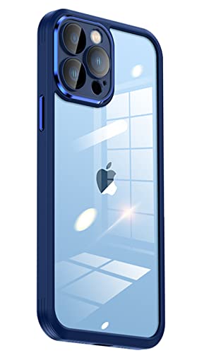 Iphone 13 pro用ケース アイホン13プロカバー Donocao 6.1インチ シリコン耐衝撃 アクリルクリアプレート 薄型 カメラ保護カバー レンズフィルム付き 黄変防止 指紋防止 アイフォンケース ネイビーブルー