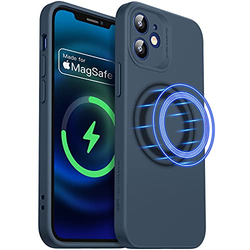 ESR iPhone 12 mini用 ケース 5.4インチ MagSafe対応 マグネット搭載 カメラ保護 液体シリコンケース 濃紺