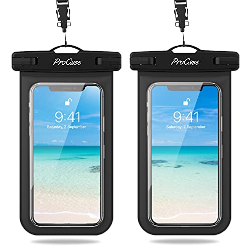 ProCase [2個セット]防水ケース IPX8認定 携帯電話用ドライバッグ 最大7.0”スマホに対応可能 適用端末：iPhone 13 Mini Pro Max・iPhone 12・11・XS・XR・8・Android - ブラック