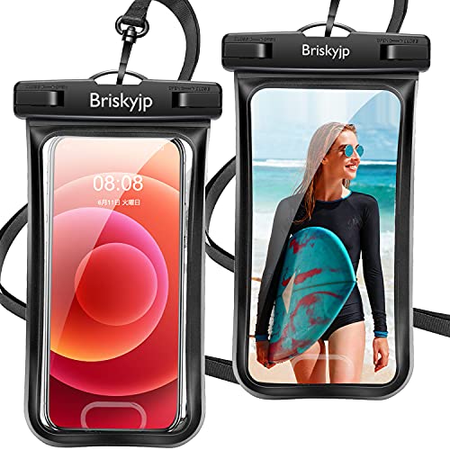 2枚セット 防水ケース スマホ用 指紋認証/Face ID認証対応 IPX8認定 完全保護 防水携帯ケース 完全防水 タッチ可 顔認証 気密性 完全防水 iPhone 12 Pro/ iPhone 11 Pro Max/iPhone11/iPhoneXR/X/8/8plus/Android スマートフォン6.5インチ以下全機種対応 ネックストラップ&アームバンド付き 水中撮影 お風呂 海水浴 水泳など適用 (黒/黒)