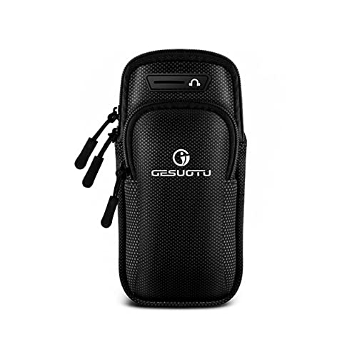 [GESUOTU] スマホ向け多収納アームバンド ランニング スポーツ アームバンド スマホ ポーチ 軽量 防水 通気性 多収納 iPhone (black)