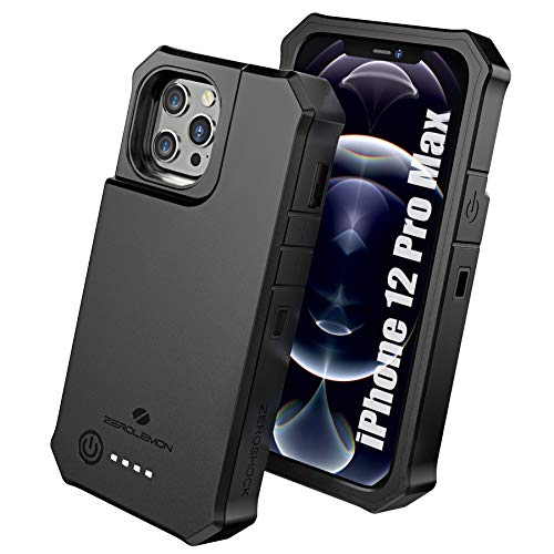 ZEROLEMON iPhone 12 Pro Max バッテリーケース 10000mAh ワイヤレス充電 & Lightningヘッドフォン対応 丈夫なジューサー 拡張バッテリー充電器ケース iPhone 12 Pro Max 6.7インチ 2020用 - ブラック