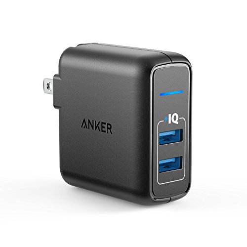 Anker PowerPort 2 Elite (USB 急速充電器 24W 2ポート) 【PSE技術基準適合/PowerIQ搭載/折りたたみ式プラグ搭載/旅行に最適】 iPhone/iPad/Galaxy S9 / Xperia XZ1、その他Android各種対応 (ブラック)