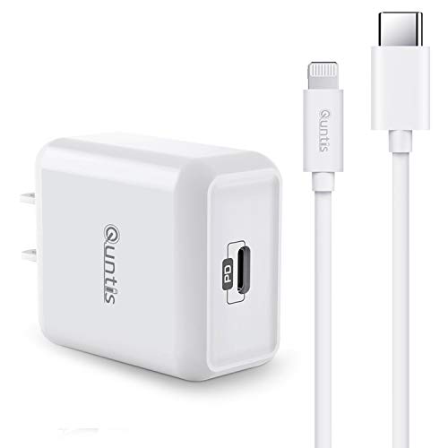 Quntis iPhone 急速 充電器 20W USB-C & ライトニングケーブル 付き MFI・PSE認証済み Power Delivery対応 iPhone/iPad/iPod/Airpodsなどに適用 ホワイト