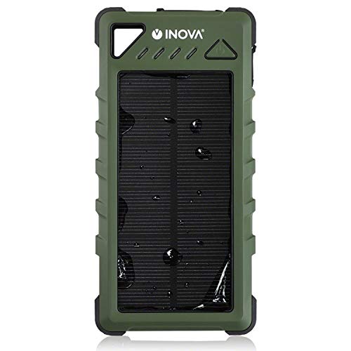 INOVA(イノバ) ソーラーバッテリー 16000mAh モバイルバッテリー USB2ポート 3.4A 耐衝撃 防水 防塵 IP67 LEDライト スマホ 3R-WT16 3R SYSTEMS カーキ