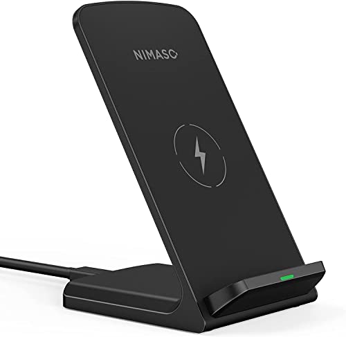 NIMASO ワイヤレス 充電器 スタンド 15W Qi認証 QC2.0/QC3.0対応 急速 充電 USB-C ポート 置くだけ充電 iPhone/Galaxy等他Qi機種対応 ワイヤレスチャージャー 黒 NCH21L420