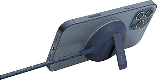 Belkin MagSafe認証 ワイヤレス充電パッド iPhone 13/12 最大15W急速充電 キックスタンド付き ブルー WIA004btBL