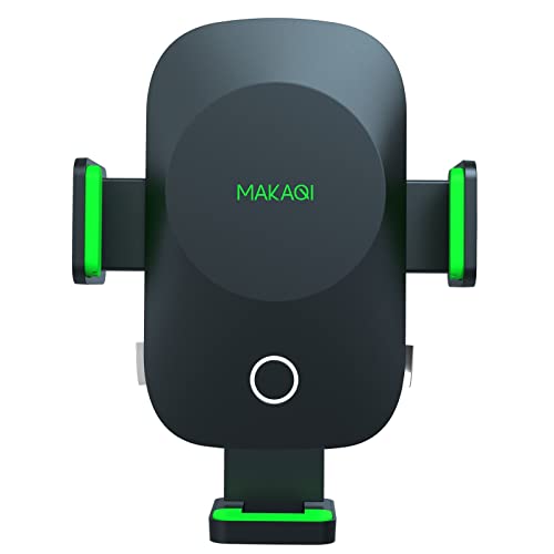 MAKAQI デュアルモード車載ワイヤレス充電器，自動クランプGalaxy S22/ S22+/ S22 Ultra /S21/S20/iPhone13/12/11/XS車載ワイヤレス充電ホルダー，iPhone13/12系列のマグネット吸着急速ワイヤレス充電ホルダー（QC3.0車載充電器を含む）