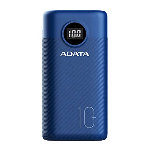 ADATA P10000QCD モバイルバッテリー 10000mAh USB-C入力ポート PSE技術基準適合 Qualcomm QC 3.0 対応 USB Power Delivery 3.0 対応 USB-A to USB-Cケーブル付属 ブルー AP10000QCD-DGT-CDB