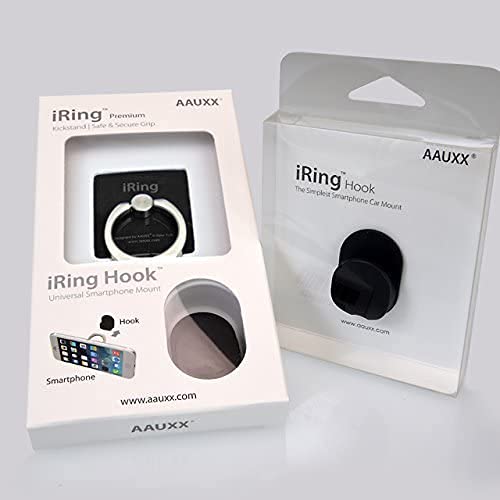 AAUXX アイリング [フック2個セット] iRing Hook スマホ タブレット用 スタンド 落下防止 正規輸入品 (マットブラック)
