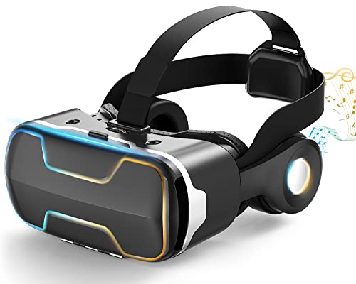 【2021革新的デザイン】VRゴーグル VRグラス VRヘッドセット VRヘッドマウントディスプレイ ヘッドホン付 スマホ用VRゴーグル 3Dメガネ 非球面光学レンズ ワンクリック受話 VRメガネ 120°視野角 1080PスマホVR 焦点距離&瞳孔間距離調整可 メガネを着用人も対応 ヘッドバンド調節可 着け心地よい 4.7～6.53インチ iPhone& Androidなどスマホ対応 VR動画 放熱性良い 日本語説明書付（黒）新年プレゼント