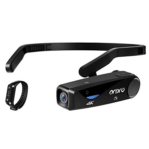 ORDRO EP6 4K ビデオカメラ FPV設計 ウェアラブル式ビデオカメラ, Vlogカメラ, ミニカメラ, WI-FIアプリ制御, 超広角120°, W1リモコン, キャリングケース