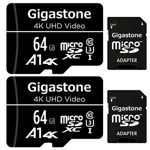 Gigastone マイクロSDカード 64GB 2個セット Micro SD card SDアダプタ付き U3 C10 SDXC 90MB/S 4K Ultra HD 撮影