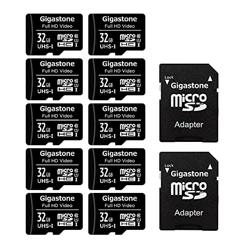 Gigastone マイクロSDカード Micro SD Card 32GB マイクロSDカード 32 GB 10個セット SDアダプタ付 ミニ収納ケース付 SDHC U1 C10 90MB/S 高速 micro sd カード Class 10 UHS-I フルHD 動画