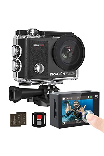 DragonTouch アクションカメラ 4K 20MP解像度 Wi-Fi搭載 ２インチタッチパネル HDMI出力 30M防水 防水ケース リモコン 1050mAhバッテリー2個付き 170°広角レンズ ダイビングモード 長時間撮影 映像撮影 水中カメラ 小型 スポーツカメラ ウェブカメラ 「Vision 3 Pro」2年保証