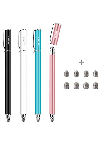 スタイラスペン MEKO（第2世代）4本セットタッチペン スマホ iPhone iPad スタイラスペン Android スマートフォン タブレット用 ペン導電繊維ペン先 ブラック/ブルー/ホワイト/ローズゴールド