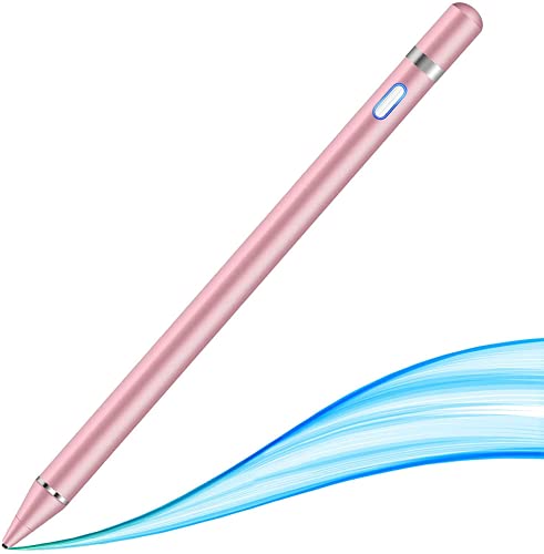 タッチペン Mixoo スタイラスペン ipad 極細 スマートフォン タブレットiPad/iPhone/Android/Sumsang対応 高感度 軽量 高感度銅製ペン先 1.5mm USB充電式 ローズゴールド