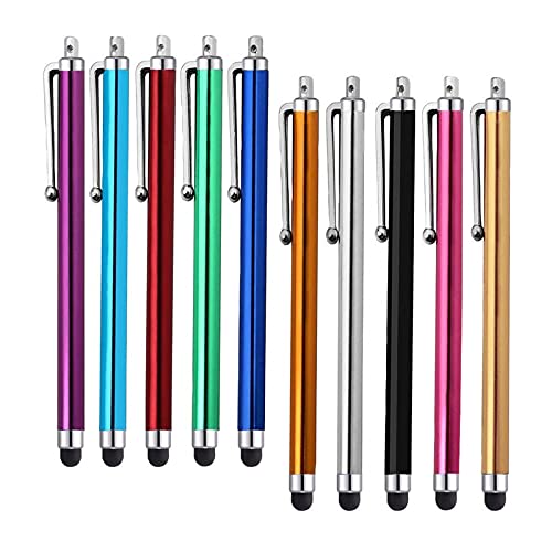 LIKENNY タッチペン スマホ用 極細 ipad iphone Android 用スマートフォン タブレット 静電容量性 ゴムペン先 指で触れずペン 10本セット(10色 )
