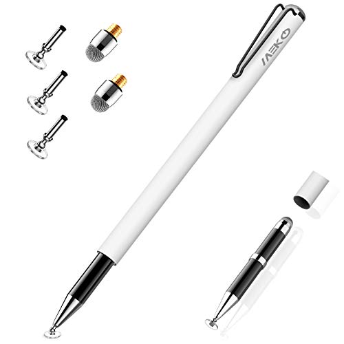スタイラスペン MEKO タッチペン スマホ iPhone iPad スタイラスペン Android スマートフォン タブレット用 ペン ディスク＋導電繊維（2in1）ペン先 ホワイト